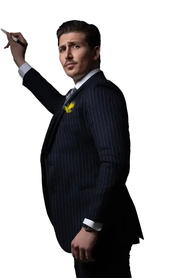 Lewis with a pen